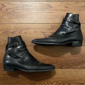 YSL Wyatt black leather boots